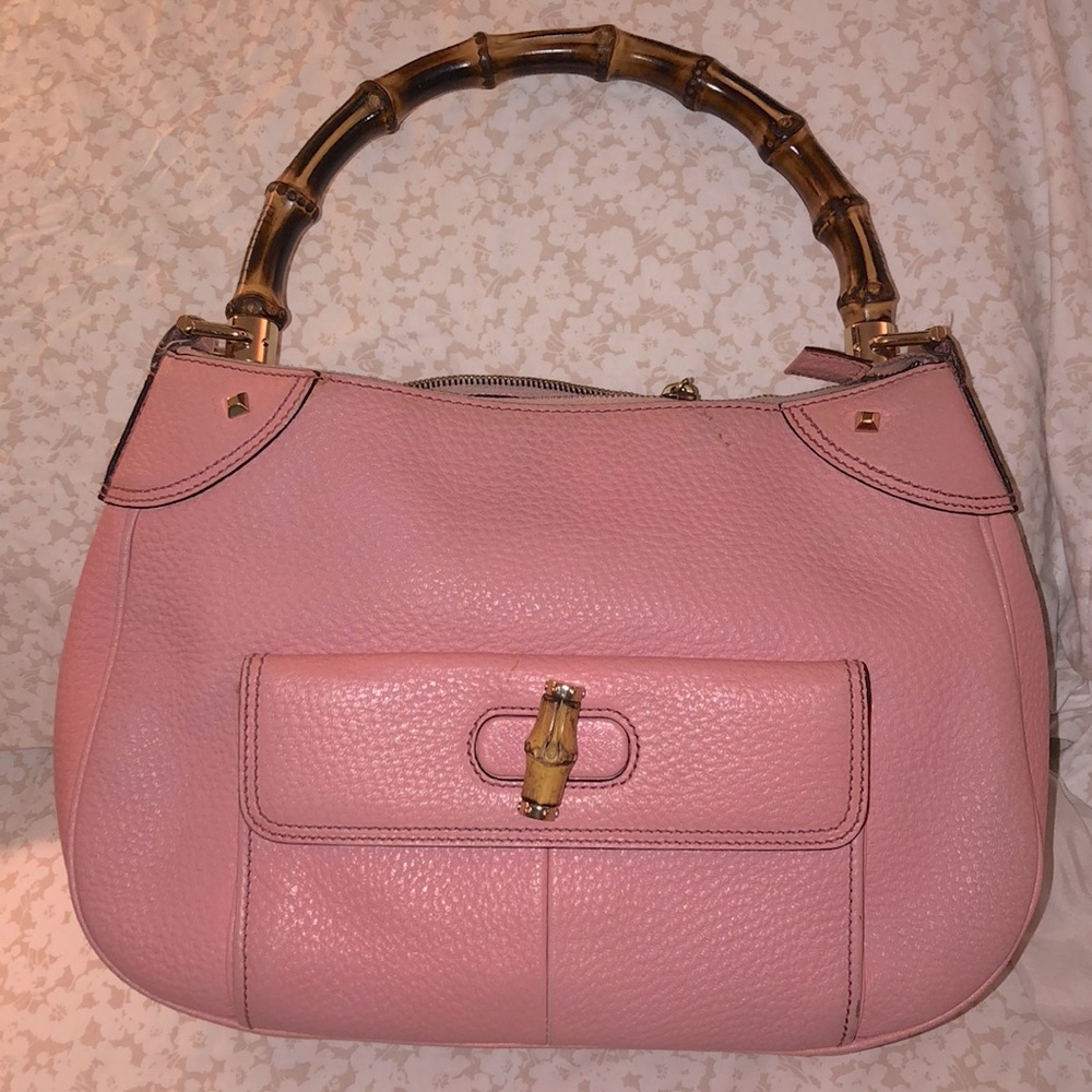 Authentic Gucci Pink Peddle Leather w/ Bamboo